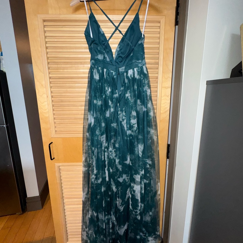 Lulu's Deep Teal and White Maxi Dress
